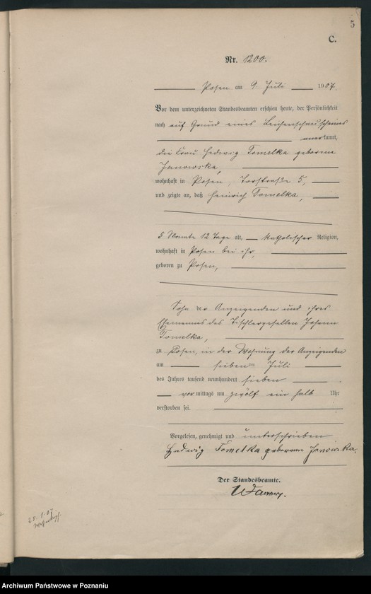 Obraz 7 z jednostki "Księga miejscowa zgonów tom III [Rejestr główny zgonów]"