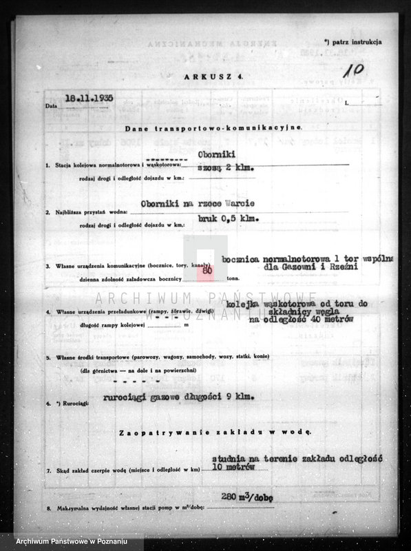 Obraz 14 z jednostki "Kwestionariusz Gazowni Miejskiej w Obornikach"