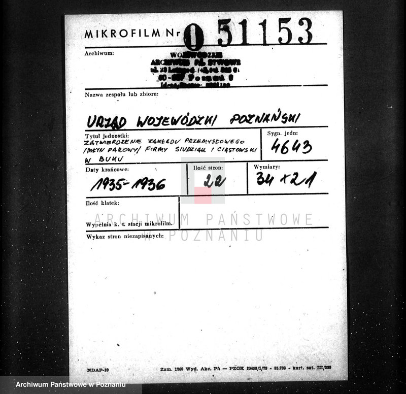 Obraz 2 z jednostki "Zatwierdzenie zakładu przemysłowego /młyn parowy/ firmy Siudziak i Ciastowski w Buku"