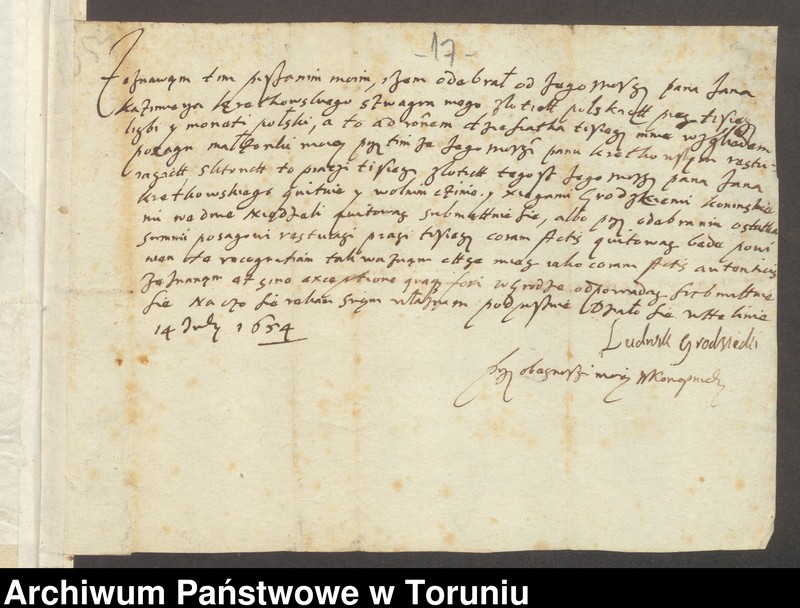 image.from.unit.number "Jan Kazimierz Kretkowski wojewoda brzesko-kujawski, żona Katarzyna Lukrecja z Guldensternów - akta procesowe, kontrakty, rejestr klejnotów pozostałych po Ignacym Kretkowskim, kwity, zezwolenia, kontrakty małżeńskie, protestacje, kontrakty dzierżaw"