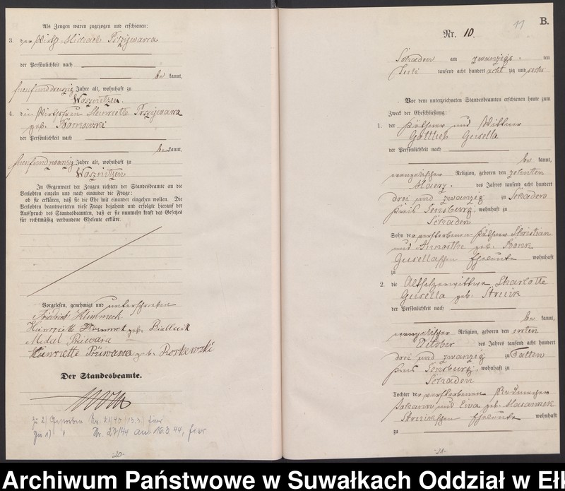 image.from.unit.number "Heiraths-Haupt-Register des Königlich Preussischen Standes-Amtes Schaden Kreis Sensburg"
