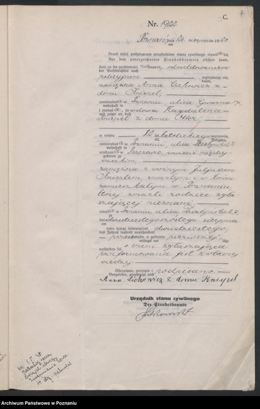 Obraz 9 z jednostki "Księga miejscowa zgonów tom IV [Rejestr główny zgonów]"