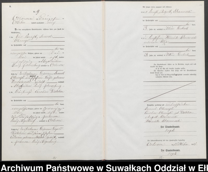 image.from.unit.number "Heiraths-Neben-Register des Preussischen Standes-Amtes Orlowen Kreis Loetzen"