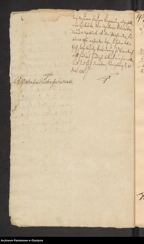 image.from.unit.number "In S. [Sachen] des Capitaine Johann Ferdinand von Knobloch, wegen der bey einer freiwilligen Licitation acquirirten Adel v. [von] Treskow Eiserwagenschen Güther"