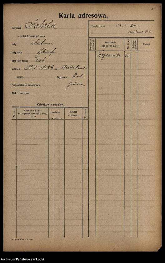 Obraz 16 z jednostki "[Spis ludności Łodzi] Syta-Szadkowski"