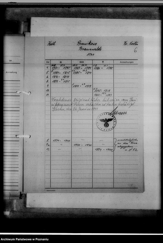 image.from.unit.number "Bücherverzeichnis, Kreissippenamt Kosten [Kościan]"