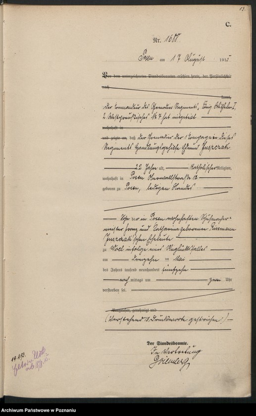 Obraz 15 z jednostki "Księga miejscowa zgonów tom IV [Rejestr główny zgonów]"