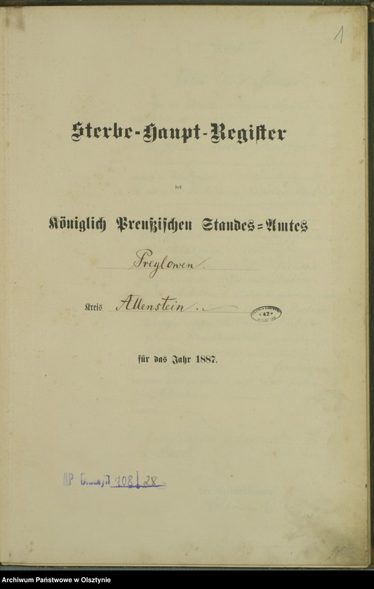 Obraz 3 z jednostki "Sterbe-Haupt-Register Nr 1 - 33"