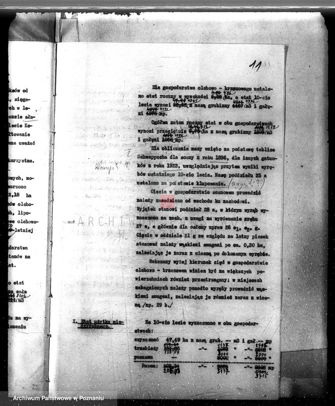 Obraz 15 z jednostki "Plan urządzania gospodarstwa leśnego dla lasu majętności Stary Białcz-Czacz powiat kościański 1935-1945"