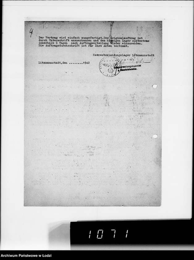 Obraz 8 z jednostki "Kriegsauftrag J.S 374 94 Patronentaschen [dla Heeresbekleidungsamt Litzmannstadt]"