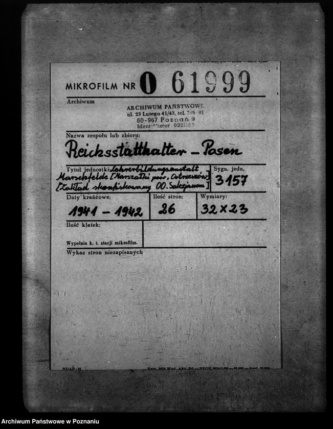 Obraz 2 z jednostki "Lehrerbildungsanstalt Marsehfelde Marszałki powiat Ostrzeszów (Zakład skonfiskowany OO. Salezjanom)"