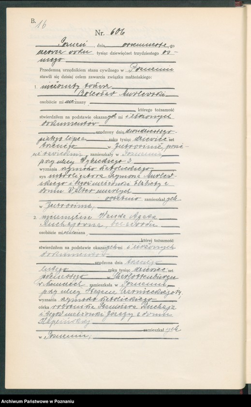 Obraz 18 z jednostki "Księga miejscowa małżeństw tom III [Rejestr główny małżeństw]"