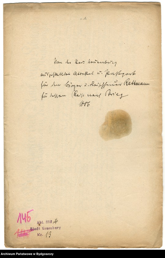 image.from.unit.number "[Paszport wystawiony przez burmistrza i Radę miasta Nowego dla mieszczanina Rathmanna]"