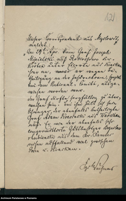 Obraz 17 z jednostki "A. betr. die gräfliche Familie Mycielski"