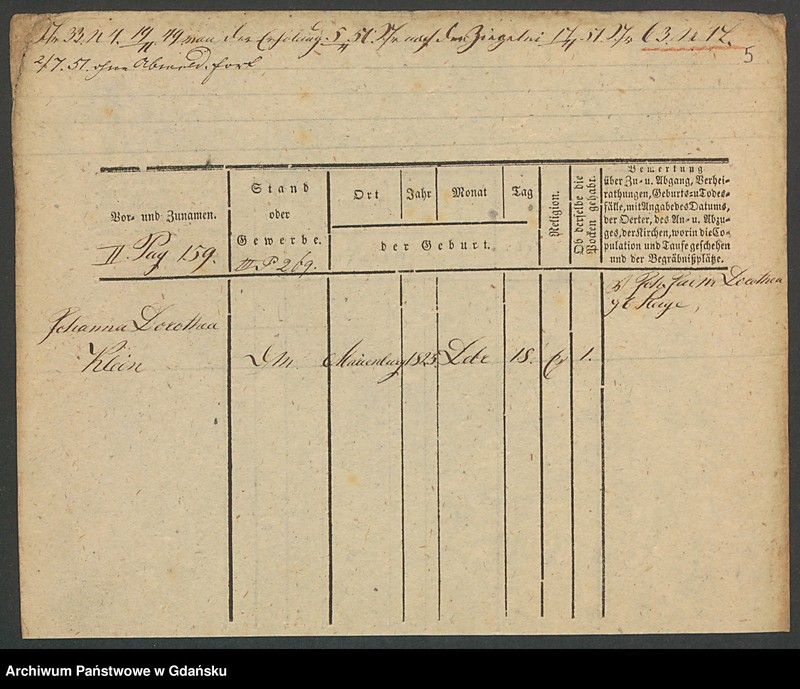 image.from.unit.number "Karty meldunkowe: Klein Johanna - Klein Marie"