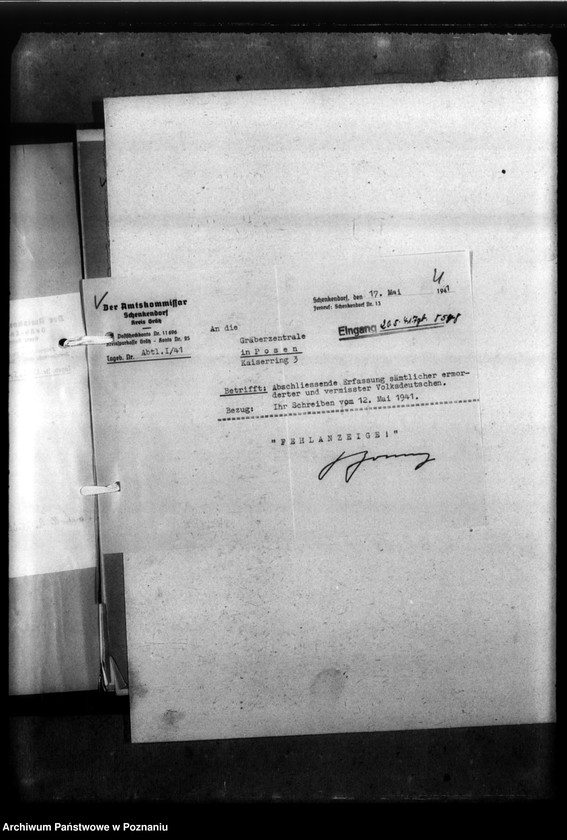 Obraz 8 z jednostki "Kreis Grätz (Grodzisk). Wykazy i korespondencja w sprawie miejscowych Niemców, którzy zginęli w 1939 roku"