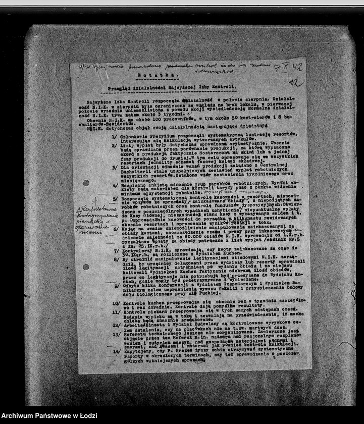 Obraz 15 z jednostki "[Instrukcje kontrolne, regulaminy Najwyższej Izby Kontroli, protokoły posiedzeń, spisy pracowników, listy obecności]"