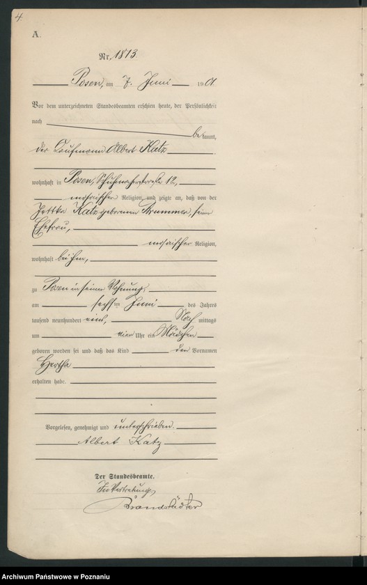 Obraz 7 z jednostki "Księga miejscowa urodzeń t. IV"