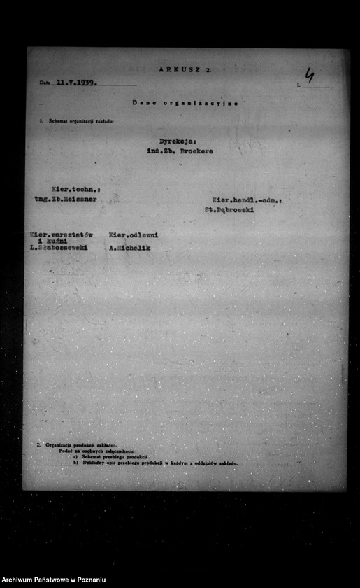 Obraz 8 z jednostki "Kwestionariusz Odlewni żelaza i warsztatów mechanicznych Zb. Broekere Poznań-Antoninek"