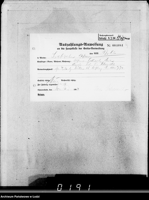 Obraz 10 z jednostki "26 Kassenbelege nr 62/7084- 7850"