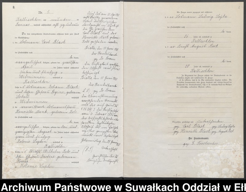 image.from.unit.number "[Heiraths-Haupt-Register des Königlichen Preussischen Standes-Amtes Kallischken Kreis Johannisburg]"