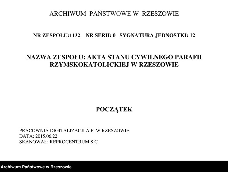 Obraz z jednostki "Księga urodzeń parafia rzymskokatolicka Rzeszów oraz Staroniwa, Zwięczyca, Załęże, Pobitno, Wilkowyja"
