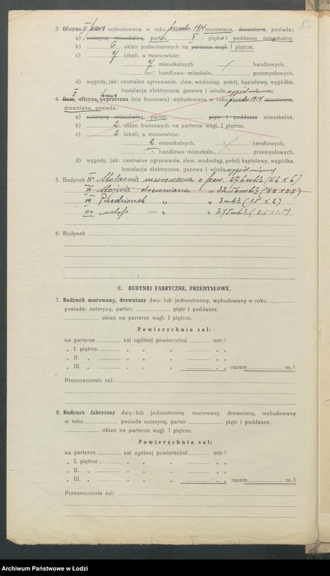 Obraz 15 z jednostki "Księga inwentarzowa nieruchomości m. Łodzi ul. Wieńcowa"