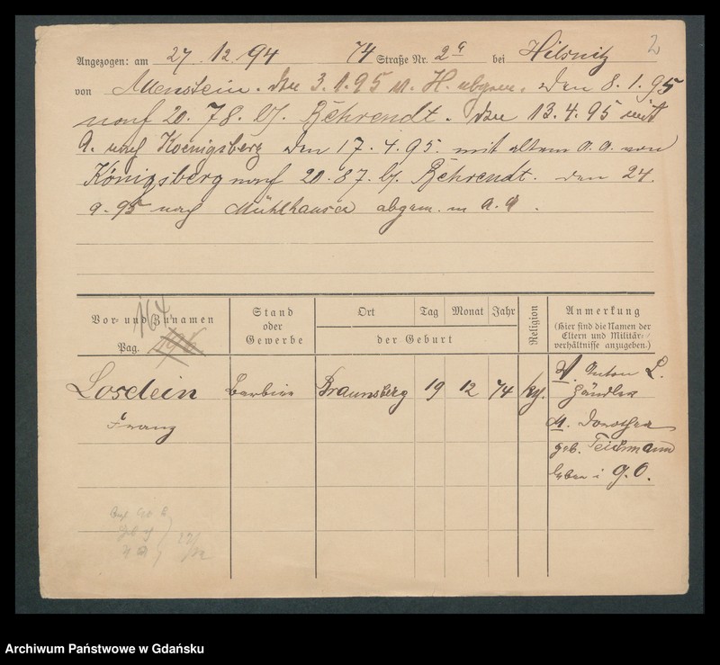 image.from.unit.number "Karty meldunkowe: Loselein - Losoreit"