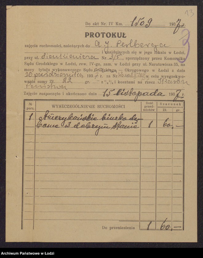 Obraz 15 z jednostki "Abram Jakub Perlberg- tkalnia i skręcalnia zarobkowa"