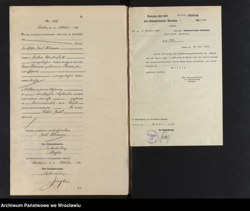 image.from.unit.number "Geburts-Neben-Register Breslau I 1908 Band 8"