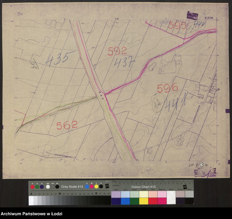 Obraz 1 z jednostki "Plan m. Łodzi 1:2000 z oznaczeniem podziału miasta na Obwody Komitetów Blok. Sekcja NW34"