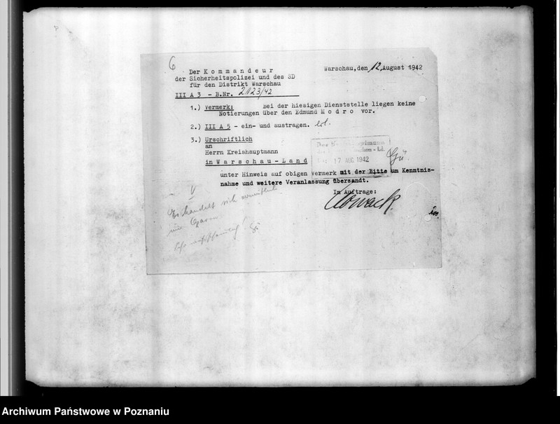 Obraz 10 z jednostki "Beurkundung des Sterbefalles des Landwirts Edmund Modro (Ogrodzona, powiat łęczycki)"