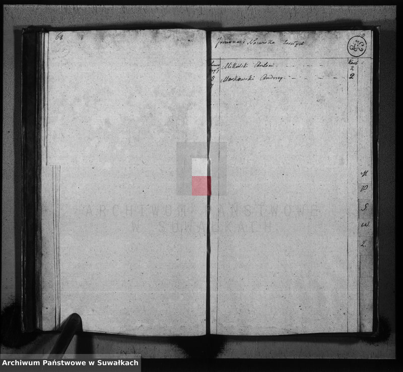 image.from.unit.number "Księga do zapisywania aktów cywilnych zejścia gminy wiżayńskiey, departamentu łomżyńskiego, powiatu kalwaryjskiego na rok 1814"