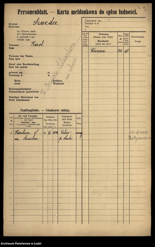 Obraz 5 z jednostki "[Spis ludności Łodzi] Szwedczak-Szydłowiecki"