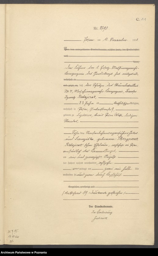 Obraz 13 z jednostki "Księga miejscowa zgonów tom VII [Rejestr główny zgonów]"