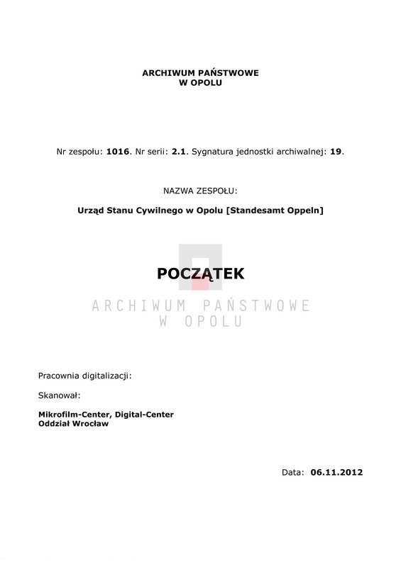 Obraz 1 z jednostki "Urząd Stanu Cywilnego w Opolu 1887 Rejestr Urodzeń Księga Miejscowa Nr 1 do 331"