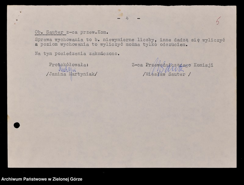 image.from.unit.number "Protokóły z posiedzeń Komisji Wychowania, Oświaty i Kultury Wojewódzkiej Rady Narodowej w Zielonej Górze; Nr 7 - 13"