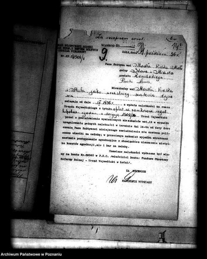 Obraz 18 z jednostki "Wymiar opłat i należności za scalenie gruntów wsi Modła Wielka i Mała powiat"