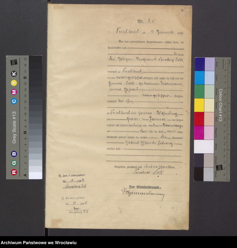 image.from.unit.number "Księga urodzeń USC Mieroszów (Friedland) 1899"