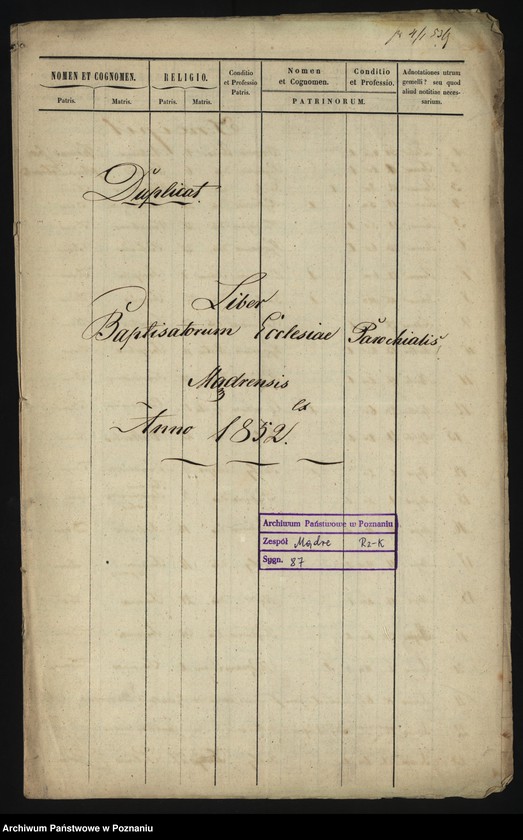 Obraz 2 z jednostki "Liber baptisatorum"