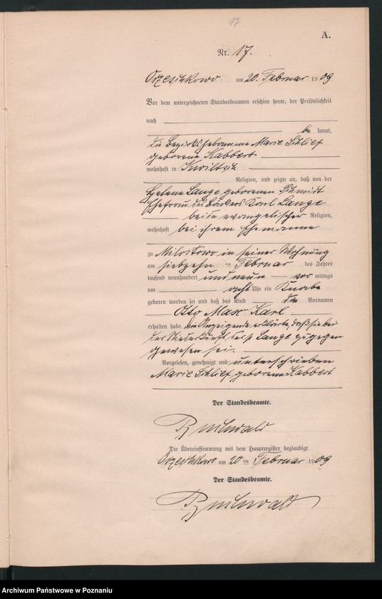 Obraz 20 z jednostki "Geburts-Neben-Register"