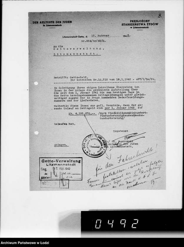 Obraz 14 z jednostki "Jahresberichte [z działalności wydziałów G.V.za 1941r.]"