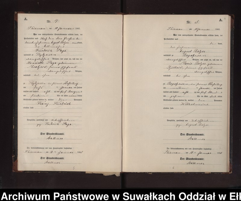image.from.unit.number "Geburts-Neben-Register des Preussischen Standes-Amtes Rydzewen Kreis Loetzen"
