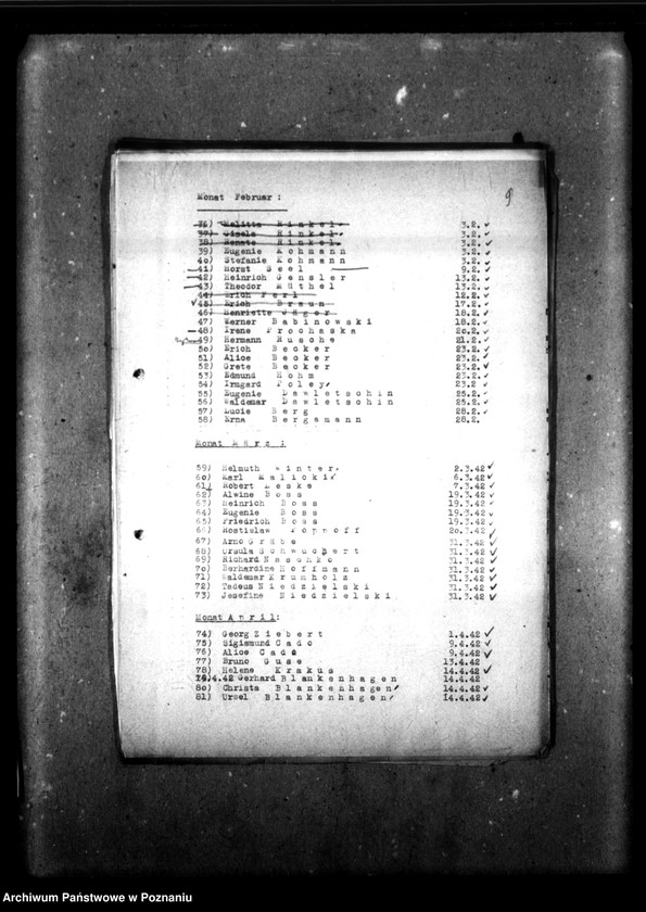 Obraz 15 z jednostki "Monatliche Zu- und Abgänge [Miesięczne zestawienia przybyłych i zwolnionych dzieci]."