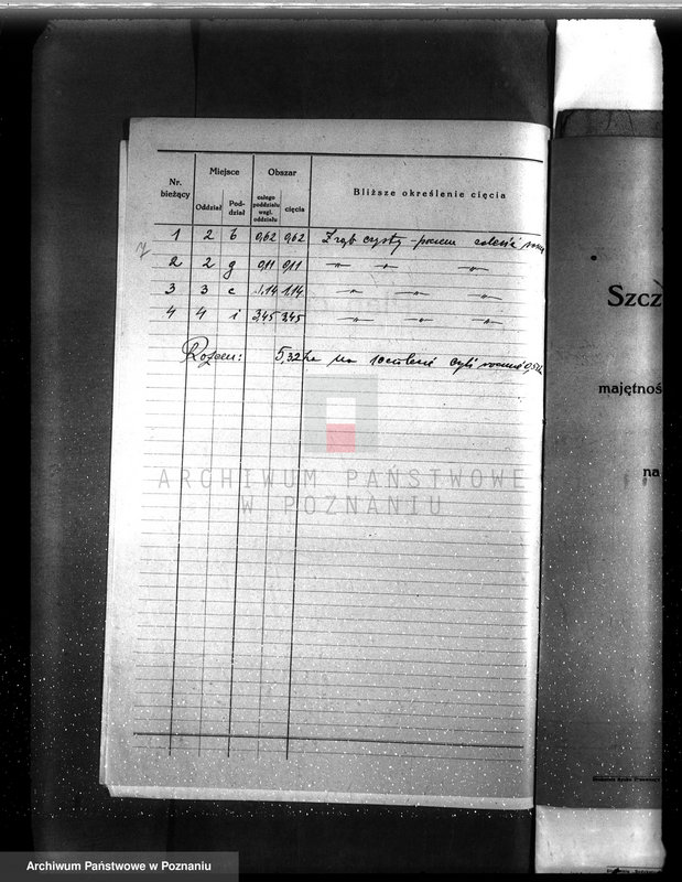 image.from.unit.number "Plan urządzenia gospodarstwa leśnego dla lasu majętności P. Griesera powiat szamotulski 1930-1940"
