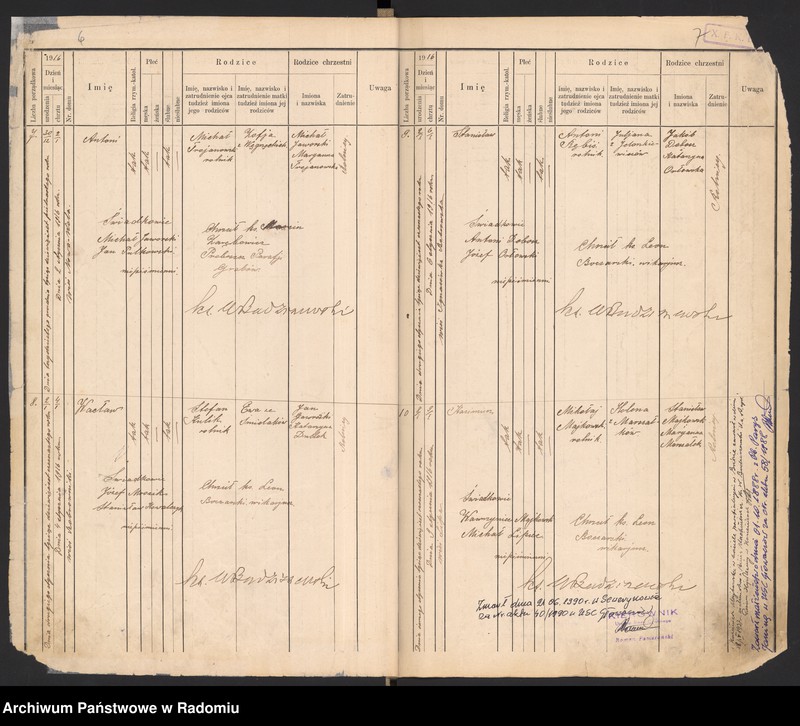 image.from.unit.number "[Duplikat Tom I a i Tom I b Księga urodzonych parafii Głowaczów za 1916 rok]"