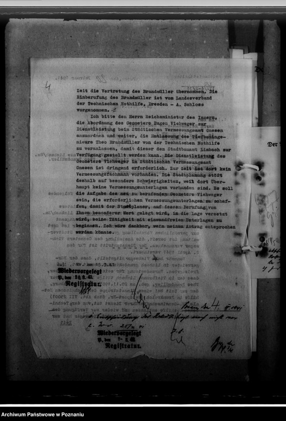 Obraz 8 z jednostki "Viehweger, Otto - Abordnung und Brandmüller - Tiefbau- Ing. u.-k- Stellung für Gnesen"