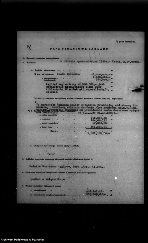 Obraz 11 z jednostki "Kwestionariusz Zakładu impregnacyjnego związku koksowni Spółka z o. o. w Katowicach Wronki powiat szamotulski"