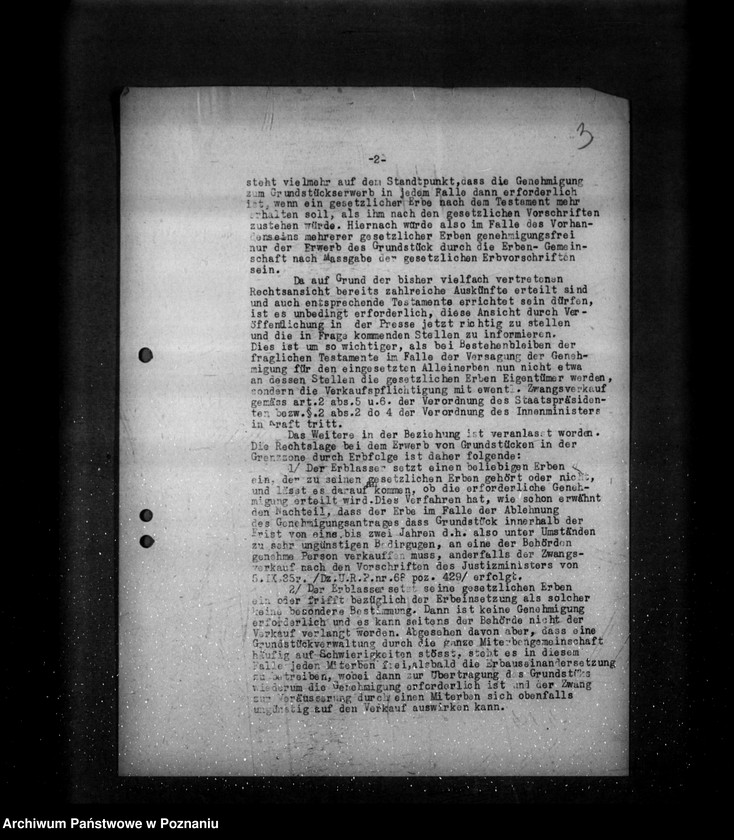 Obraz 6 z jednostki "/Odpis pisma Niemieckiego Konsulatu Generalnego w Toruniu do placówek NSDAP z objaśnieniami dotyczącymi dziedziczenia nieruchomości w pasie granicznym/"