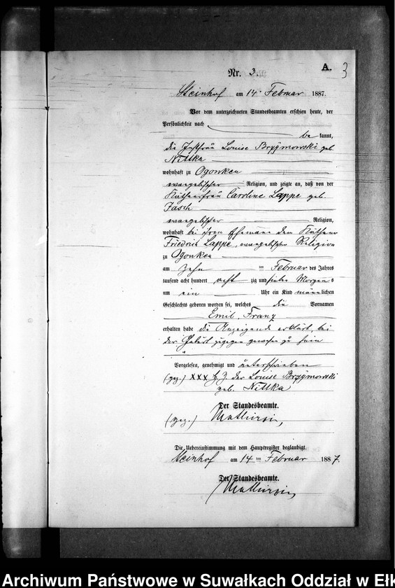 image.from.unit.number "Geburts-Neben-Register des Preussischen Standes-Amtes Gr. Strengeln Kreis Angerburg"